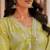 Lime green cotton blend floral print kurta set