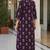 Purple cotton blend floral print kurta set