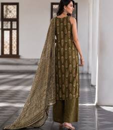 Mehendi cotton blend geometric print kurta set