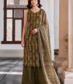 Mehendi cotton blend geometric print kurta set