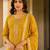 Mustard cotton blend geometric print kurta set