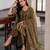 Mehendi cotton blend geometric print kurta set