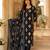Black cotton blend geometric print kurta set
