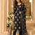 Black cotton blend geometric print kurta set