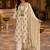 Beige cotton blend geometric print kurta set