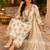 Beige cotton blend geometric print kurta set