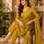 Mustard cotton blend floral print kurta set