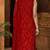 Red cotton blend geometric print kurta set