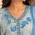 Light blue cotton blend floral print kurta set