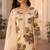 Beige cotton blend floral print kurta set