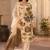 Beige cotton blend floral print kurta set