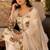 Beige cotton blend floral print kurta set