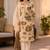 Beige cotton blend floral print kurta set