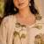 Beige cotton blend floral print kurta set