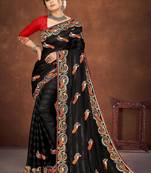 black color georgette embroidered saree with un-stitched blouse