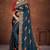 blue color georgette embroidered saree with un-stitched blouse