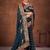 blue color georgette embroidered saree with un-stitched blouse