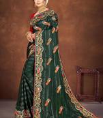 green color georgette embroidered saree with un-stitched blouse