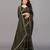 mehendi color georgette siroski work border saree with un-stitched blouse