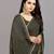 mehendi color georgette siroski work border saree with un-stitched blouse