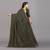 mehendi color georgette siroski work border saree with un-stitched blouse