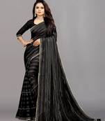 black color georgette siroski work border saree with un-stitched blouse