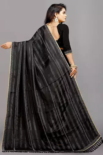 black color georgette siroski work border saree with un-stitched blouse
