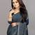 blue color georgette siroski work border saree with un-stitched blouse