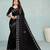 black color georgette siroski work border saree with un-stitched blouse
