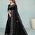 black color georgette siroski work border saree with un-stitched blouse