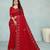 red color georgette siroski work border saree with un-stitched blouse