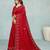 red color georgette siroski work border saree with un-stitched blouse