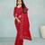red color georgette siroski work border saree with un-stitched blouse