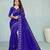 blue color georgette siroski work border saree with un-stitched blouse
