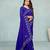 blue color georgette siroski work border saree with un-stitched blouse