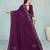 purple color georgette siroski work border saree with un-stitched blouse