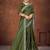 mehendi color georgette siroski work border saree with un-stitched blouse