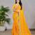 yellow color georgette siroski work border saree with un-stitched blouse
