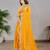 yellow color georgette siroski work border saree with un-stitched blouse