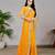 yellow color georgette siroski work border saree with un-stitched blouse