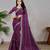 purple color georgette siroski work border saree with un-stitched blouse