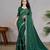 green color georgette siroski work border saree with un-stitched blouse
