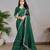 green color georgette siroski work border saree with un-stitched blouse