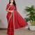 red color georgette siroski work border saree with un-stitched blouse