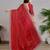 red color georgette siroski work border saree with un-stitched blouse