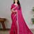 rani pink color georgette siroski work border saree with un-stitched blouse