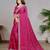 rani pink color georgette siroski work border saree with un-stitched blouse