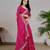 rani pink color georgette siroski work border saree with un-stitched blouse