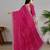 rani pink color georgette siroski work border saree with un-stitched blouse