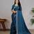 blue color georgette siroski work border saree with un-stitched blouse